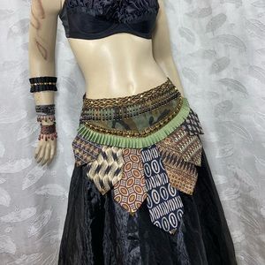 XanaduDesigns Black Panther Inspired, Upcycle’d Silk Men’s tie, two panel skirt.